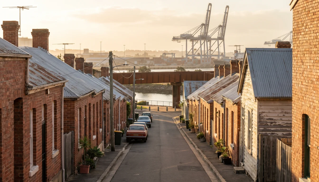 A residential street in Carrington, Newcastle, showing the typical access for a move here