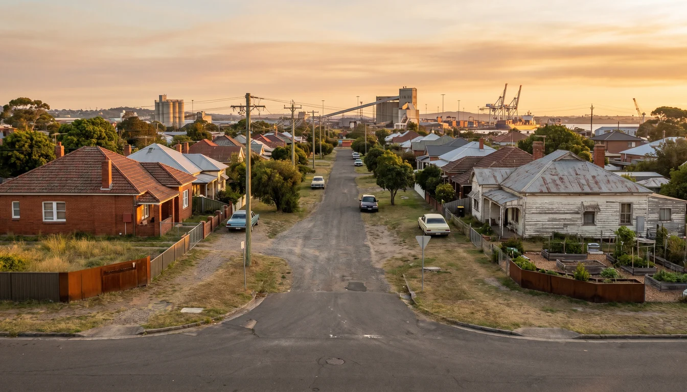 A residential street in Mayfield, Newcastle, showing the typical access for a move here