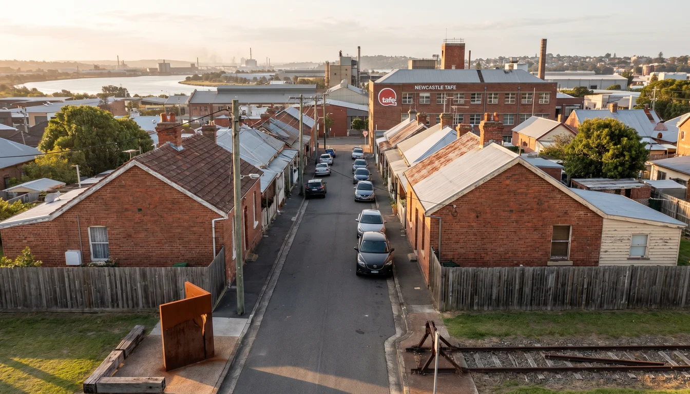 A residential street in Tighes Hill, Newcastle, showing the typical access for a move here